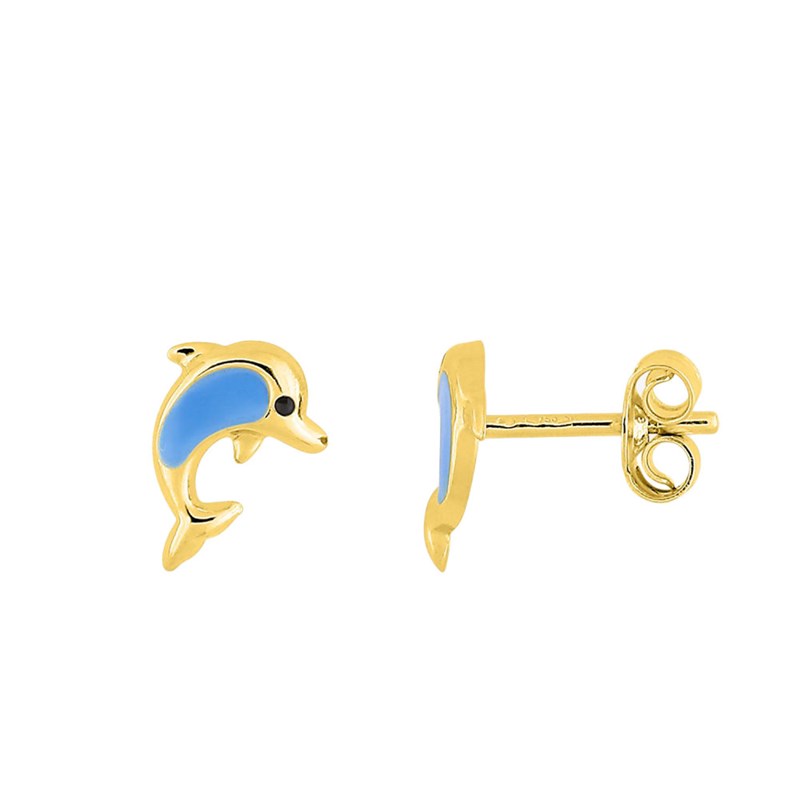 Boucles d'oreilles Enfant - Or 18 Carats - Dauphin