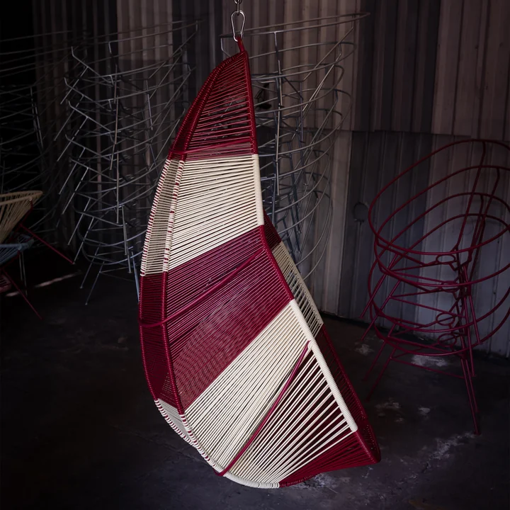 Acapulco Design - Acapulco Hängestuhl, CDMX_2, eggshell / burgundy red