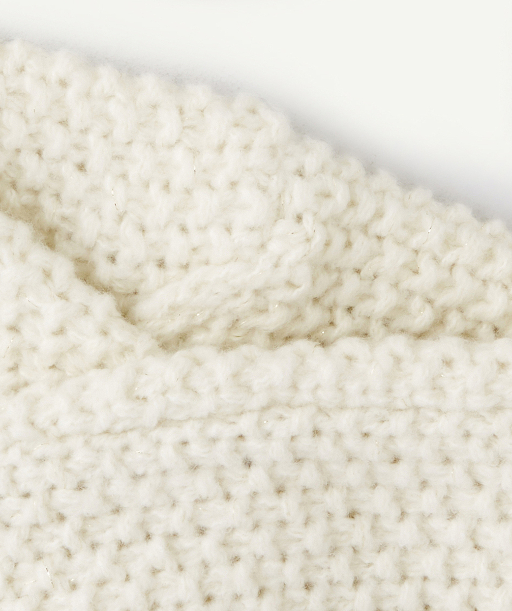 SET TRICOT BÉBÉ FILLE EN FIBRES RECYCLÉES BLANC ET DÉTAILS COULEUR ARGENTÉE