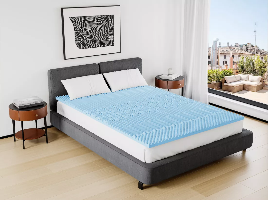 Surmatelas 160 x 200 cm mémoire de forme 7 zones rafraîchissant ép.5cm - VENARI de YSMÉE
