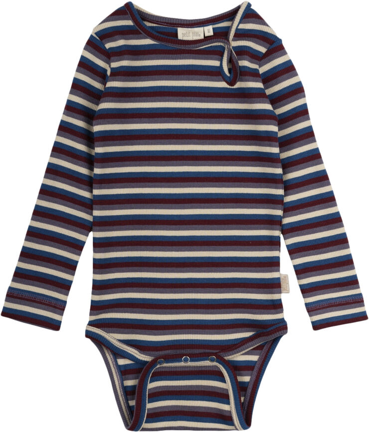 PETIT PIAO Body L/S Modal Multi Striped Dark cherry multi