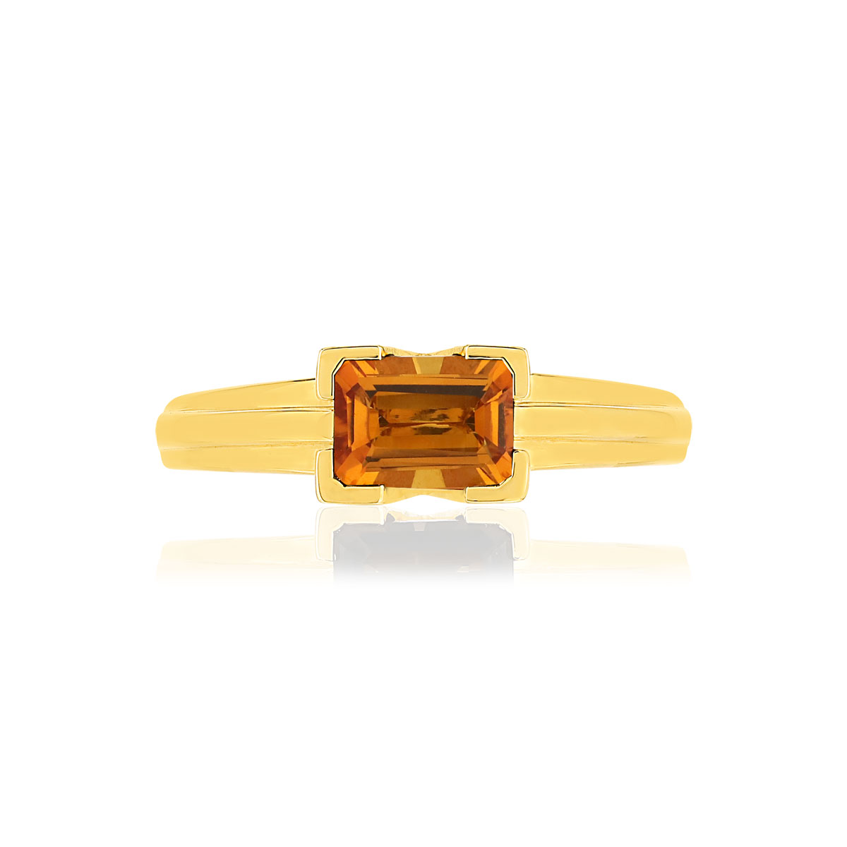 Bague VAN BRILL or jaune 750, citrine, diamant.