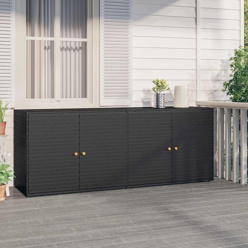 vidaXL Gartenschrank Geräteschrank Haushaltsschrank Beistellschrank Aufbewahrungsschrank Schrank Garten Balkon Schwarz 198x55,5x80cm Poly Rattan