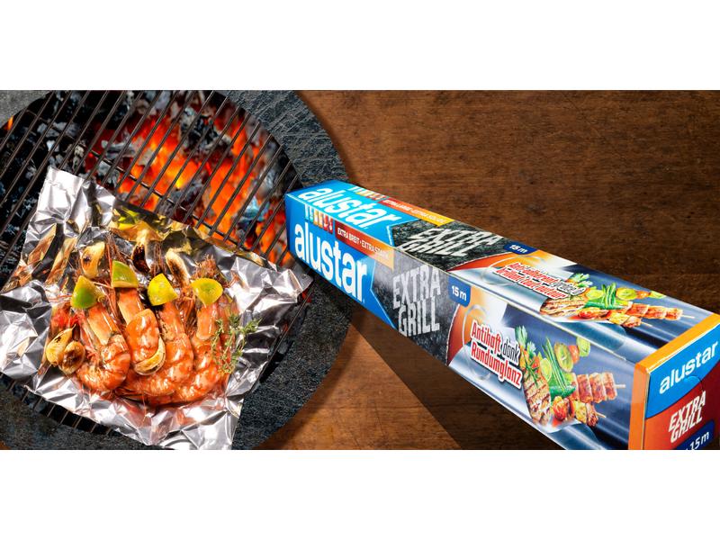 Alustar Alufolie Extra Grill 46 cm x 15 m Aluminiumfolie für den Grillgebrauch