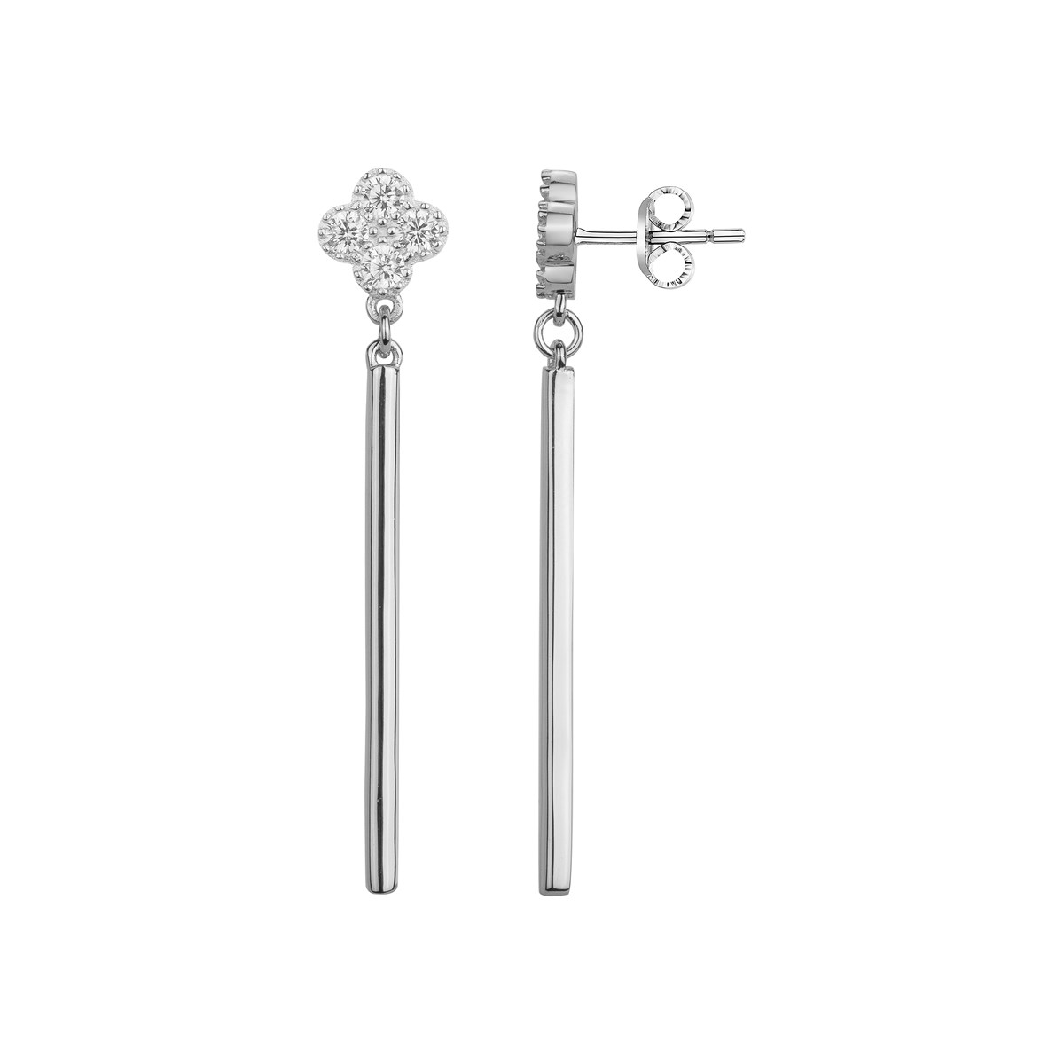 Boucles d'oreilles pendantes en Argent avec oxyde de zirconium blanc