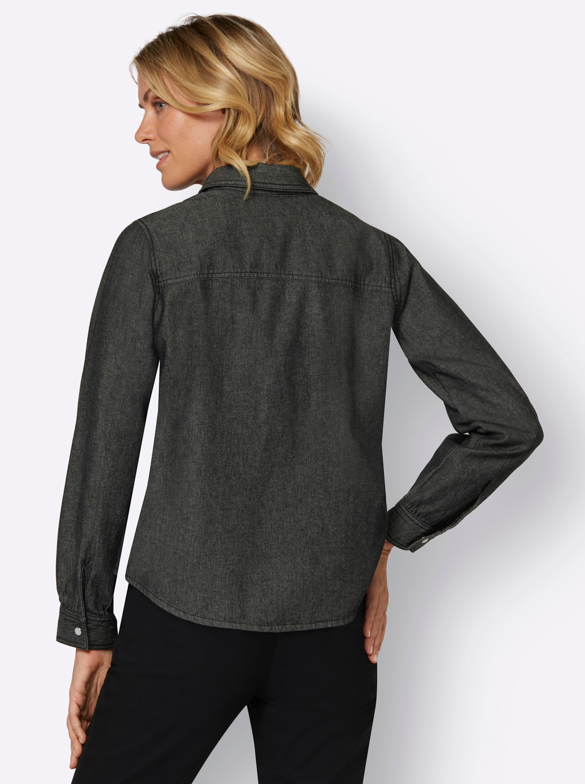 Jeansbluse in graphit denim