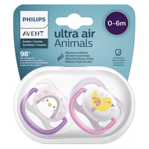 SCF080/06 sucettes Ultra Air 0-6M Girl animal - Lot de 2