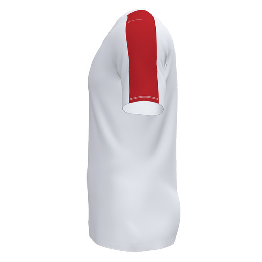 Camiseta Joma Academy III de manga curta branca e vermelha