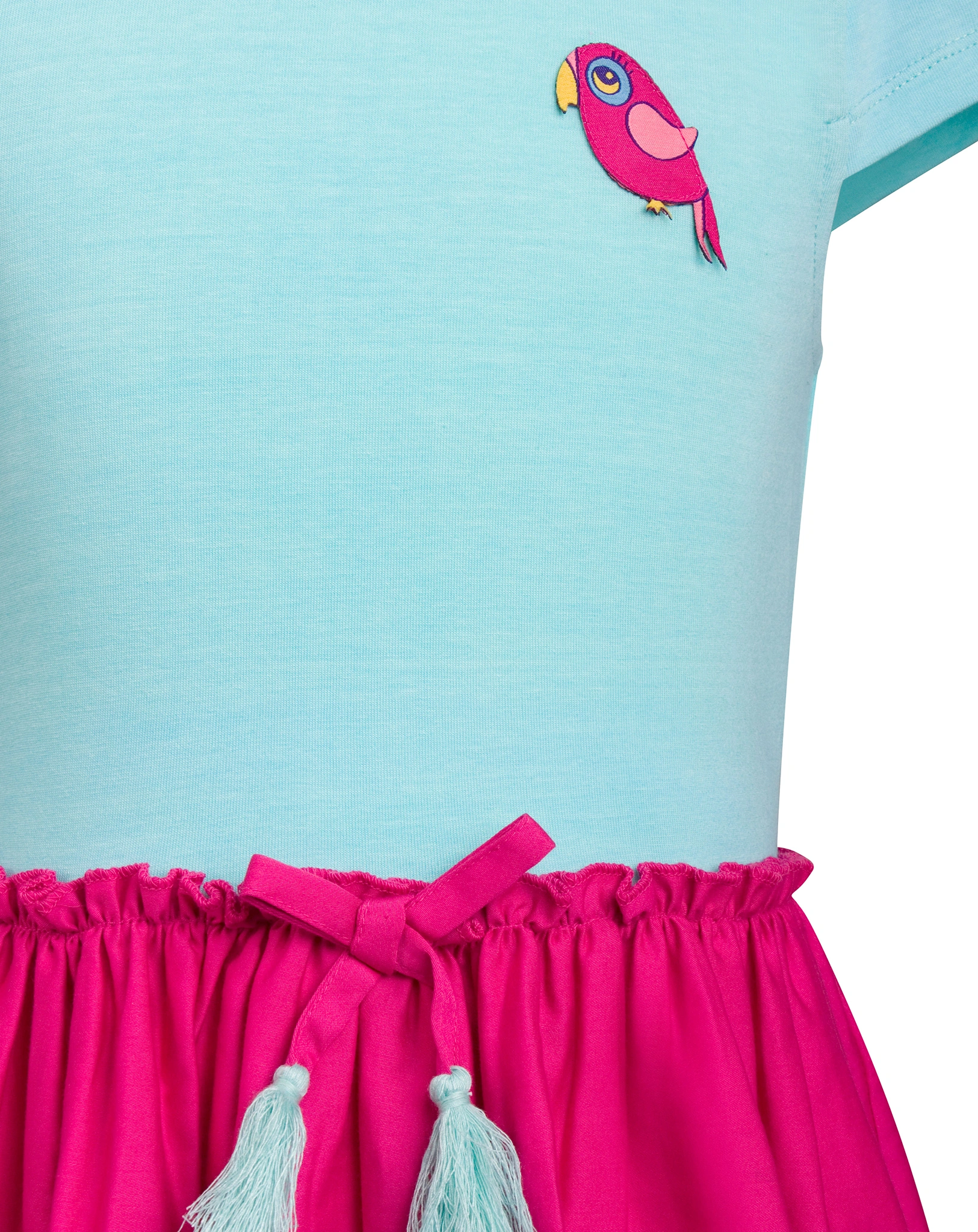 Kurzarmkleid HAPPY BIRD in pink/türkis