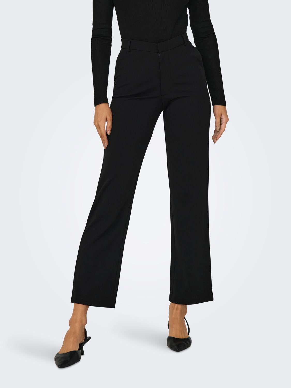 JDYGEGGO Mittlere Taille Gerade geschnitten Klassische Hose Black