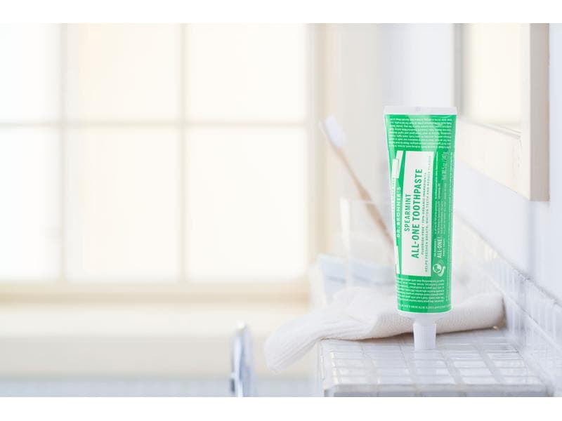 Dr.Bronner's Zahnpasta ALL-ONE Spearmint – fluorfrei 140 g Natürliche, vegane und fluorfreie Zahnpasta
