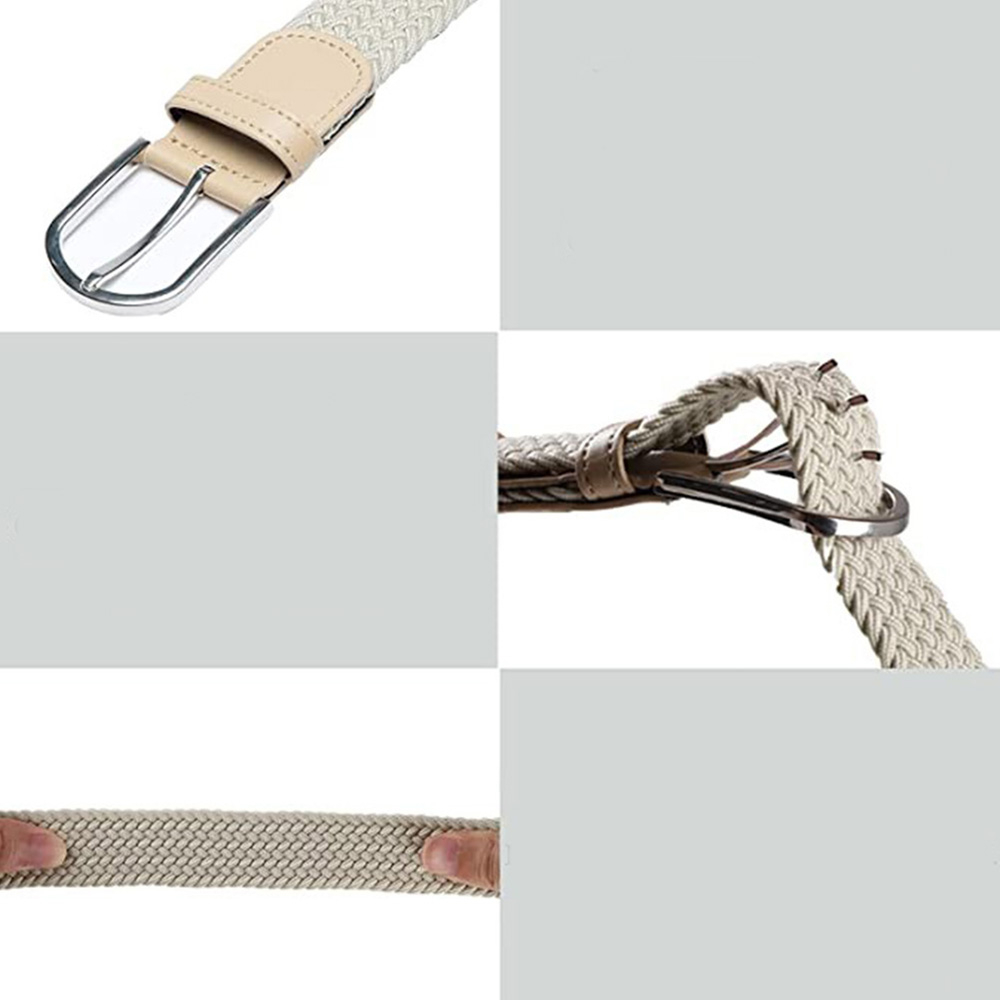 (105cm) Elastischer Stoff Gürtel Accessoire Flechtgürtel mit Schnalle - Schwarz