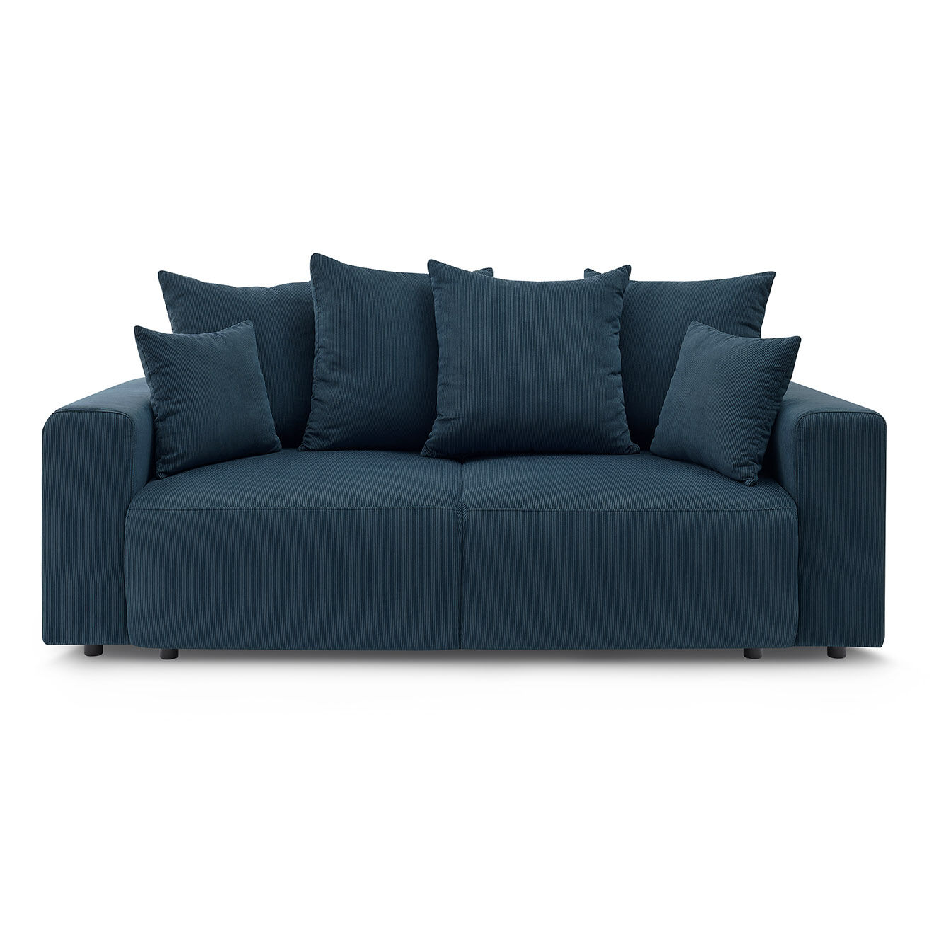 Bobochic Canapé droit fixe 2 places envy velours côtelé bleu foncé - 210x100x95 cm