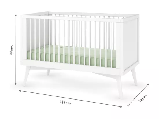 Lit bébé évolutif Montessori 70x140 cm bois massif blanc MARLEY