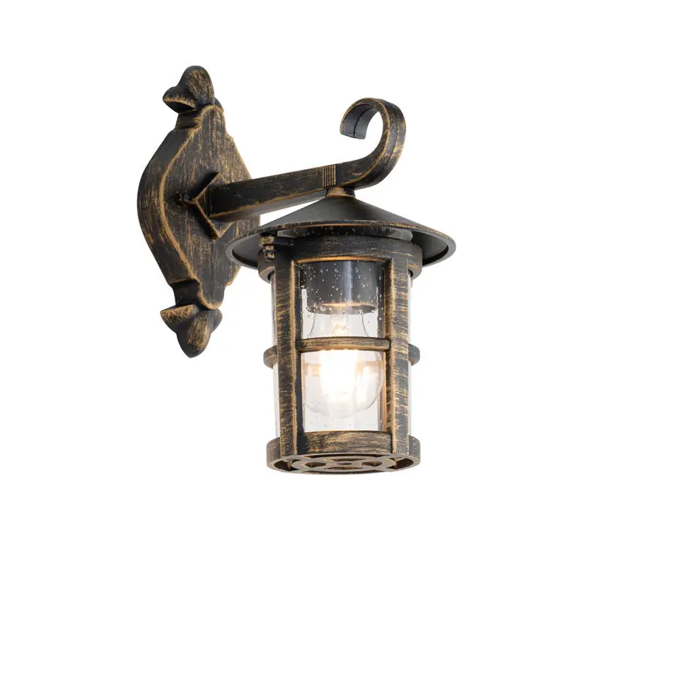 Qazqa wandlampen buiten herb goudkleurig e27