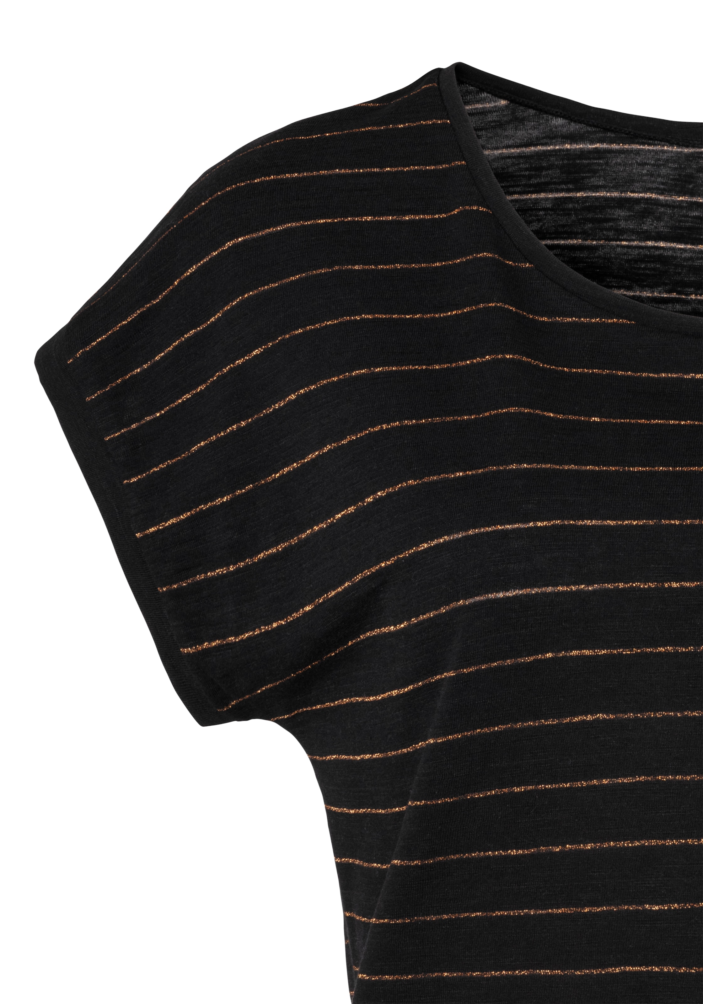 Vivance Rundhalsshirt »mit kupferfarbenen Lurex-Streifen« aus weicher Baumwoll-Qualität