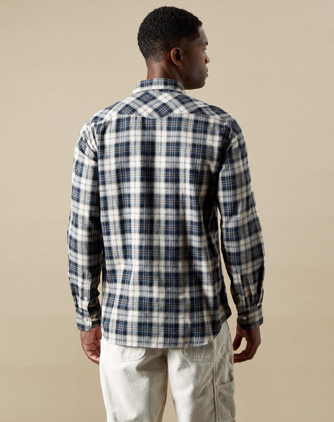 Hartford Chemise en Flanelle slim Storm à carreaux navy/natural/camel/chalk