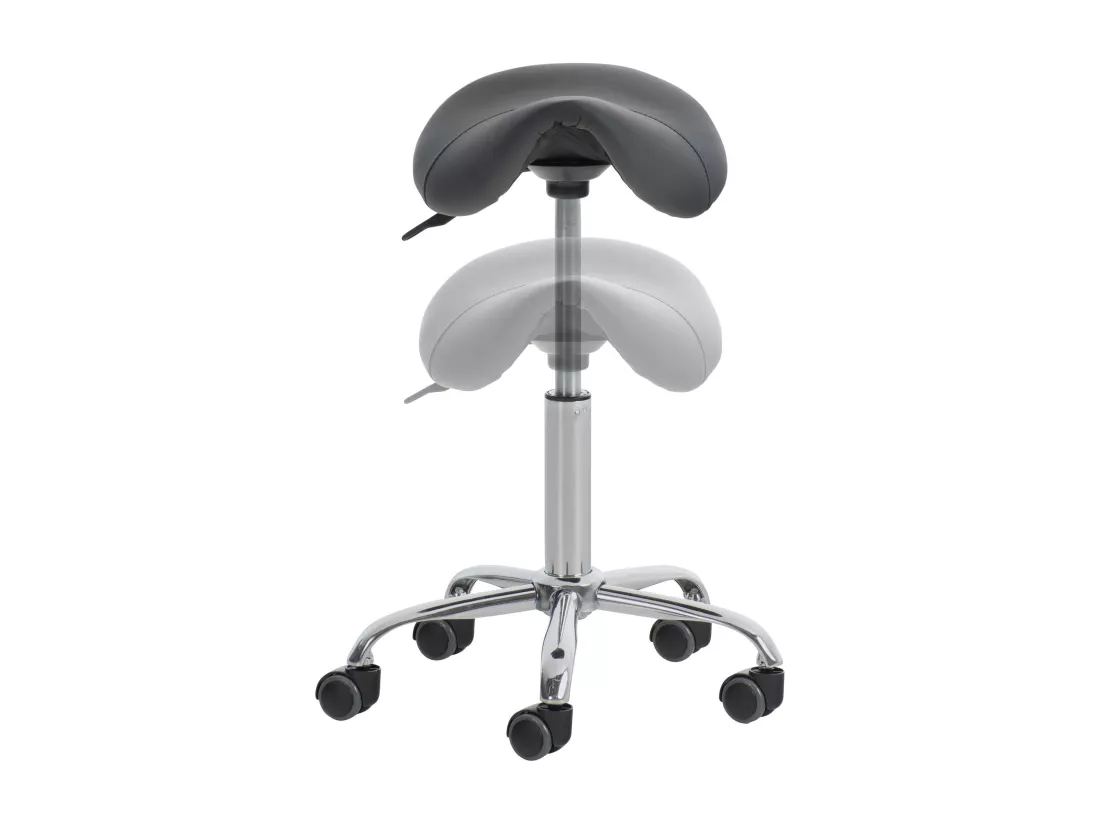 Lot de 2 Tabouret de bureau - Similicuir - Gris - Reno