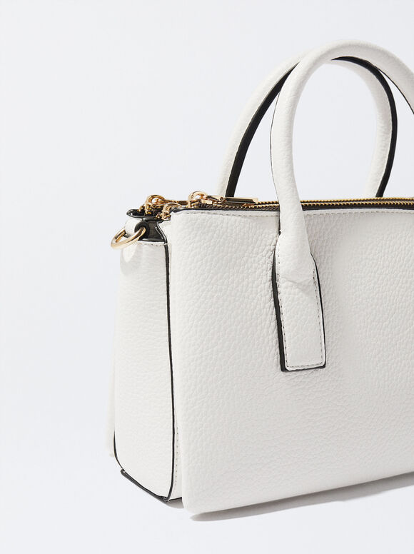 Bolsa tote personalizável com efeito de couro - Branca
