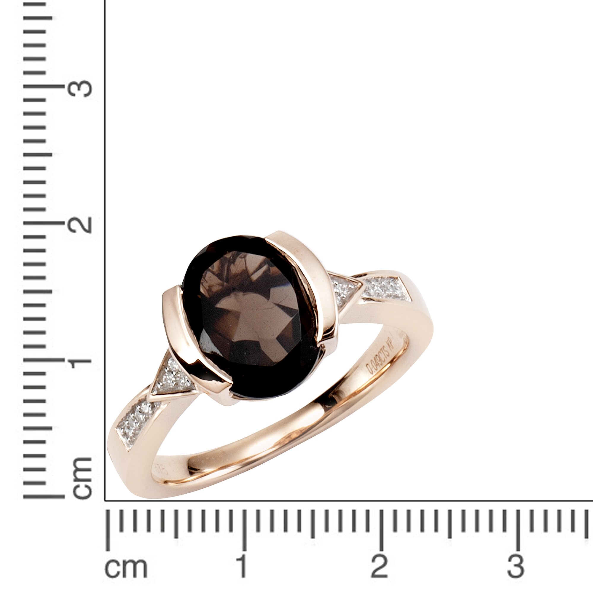 Diamonds by Ellen K. Ring 375/- Gold Rauchquarz mit Diamant 0,04ct.