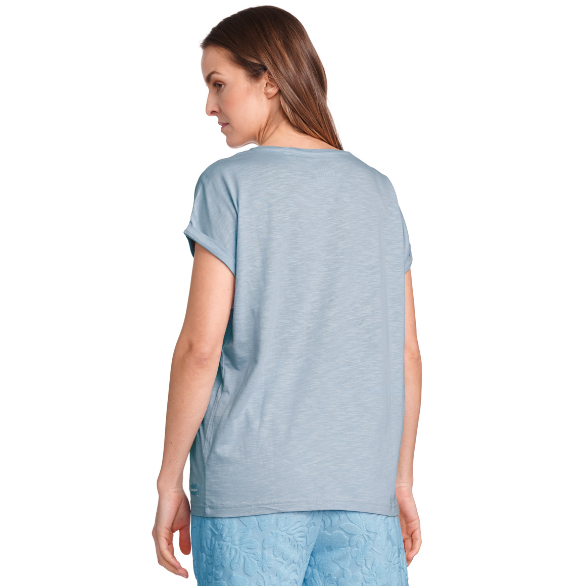 Gina Benotti Damen T-Shirt aus Flammgarn hellblau