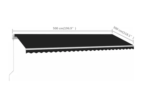 Auvent manuel rétractable sur pied 500x300 cm Anthracite