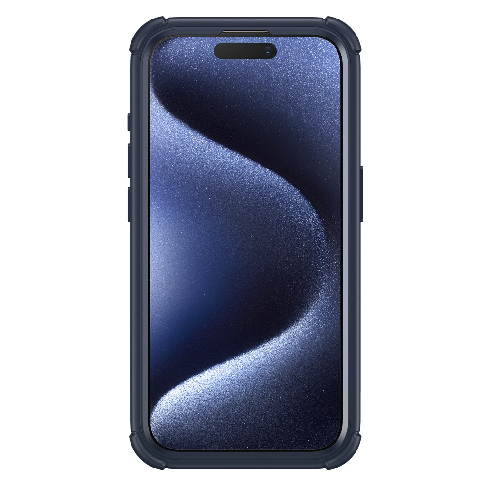 iPhone 15 Pro Max Magnetic Series Full Protective MagSafe Hülle mit Displayschutz   Kickstand - Dunkelblau / Transparent