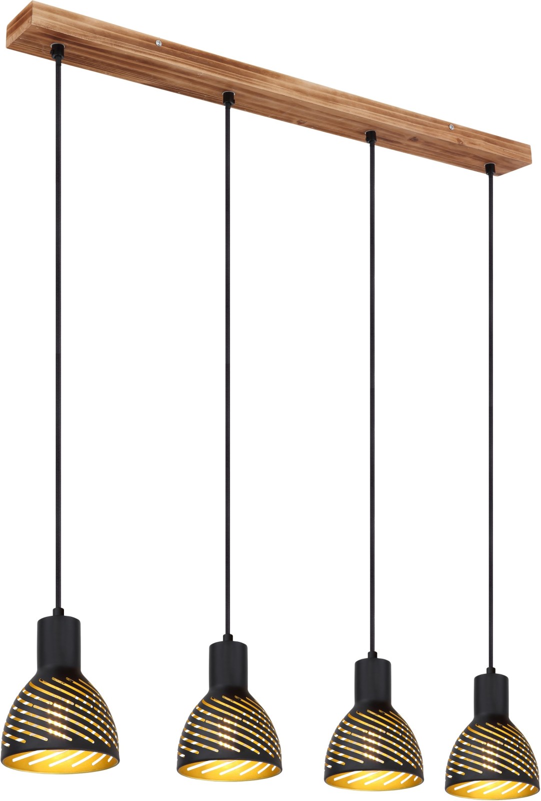 Pendelleuchte - schwarz matt-goldfarben - Metall - 120cm