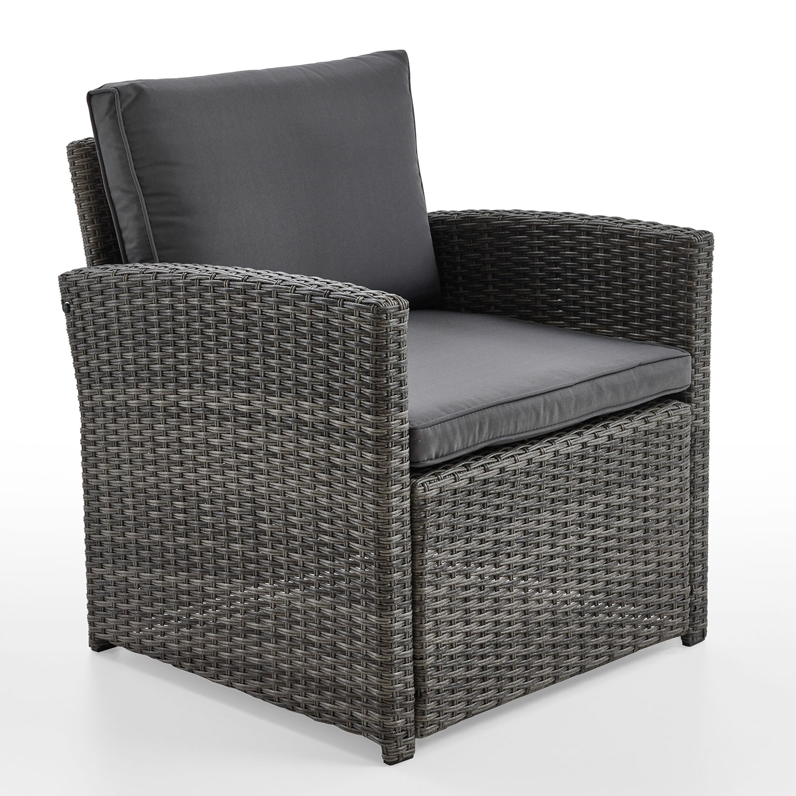 6-teilige Loungegarnitur - dunkelgrau - Polyrattan