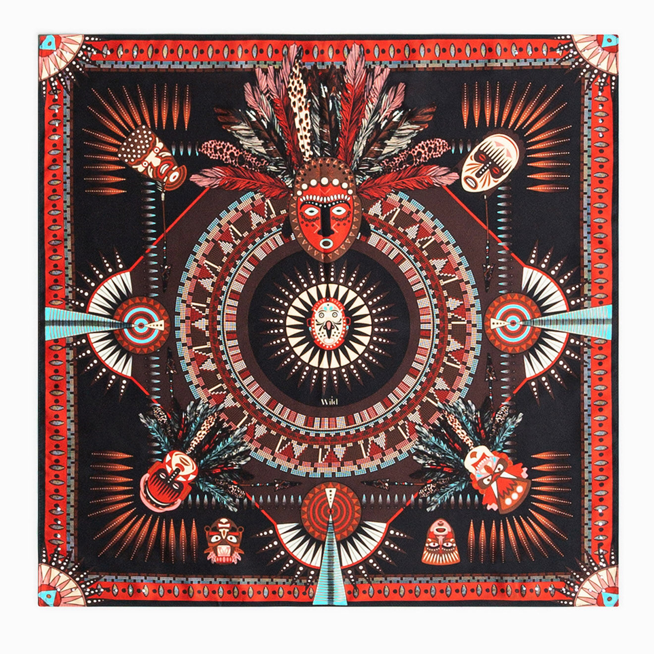 Wild Foulard Maskafrik Medium noir - 90x90 cm