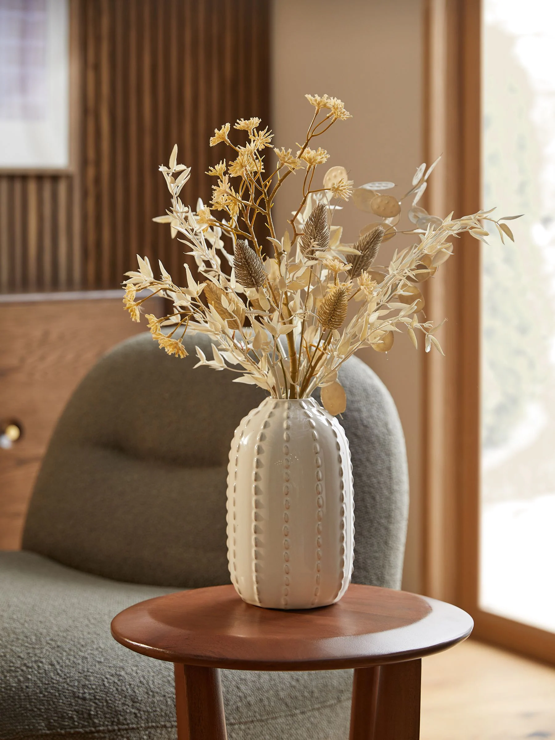 Artificial Dried Arrangement in a Ceramic Bobble Vase