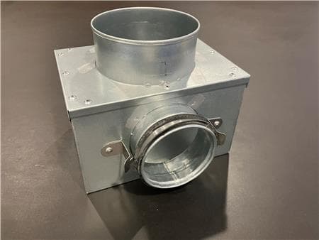 LINDAB InDomo vægboks PVWU 125 til kontrolventil ø125 mm med 1 afgang ø76 mm med Safe tætning for tilslutning til slange LFPE76/LFPEB76.