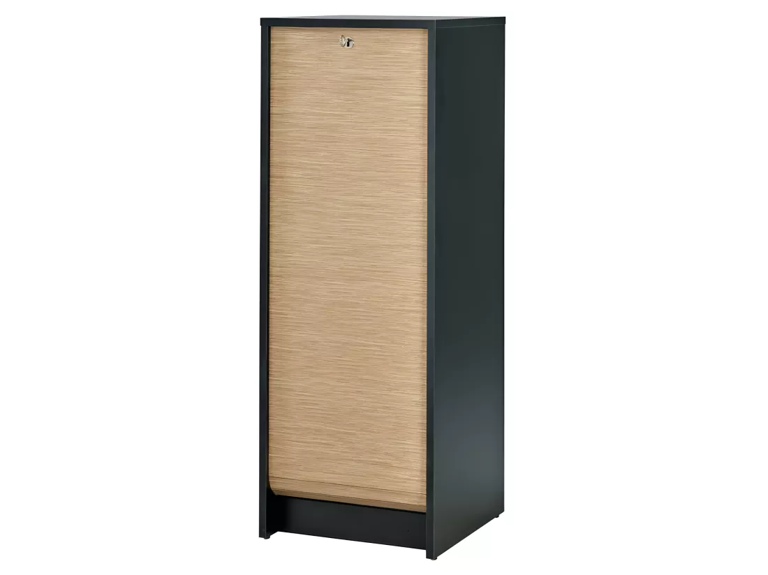 Classeur à Rideau Noir Bicolore 104 cm - Coloris: Chêne Naturel