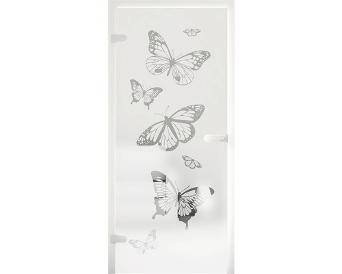 Pertura glazen deur Mynd Butterfly 06 satijn finish 70,9 x 197,2 x 0,8 cm DIN Links
