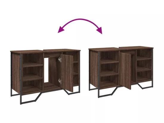 Armoire lavabo de salle de bain chêne marron 91x35x60 cm