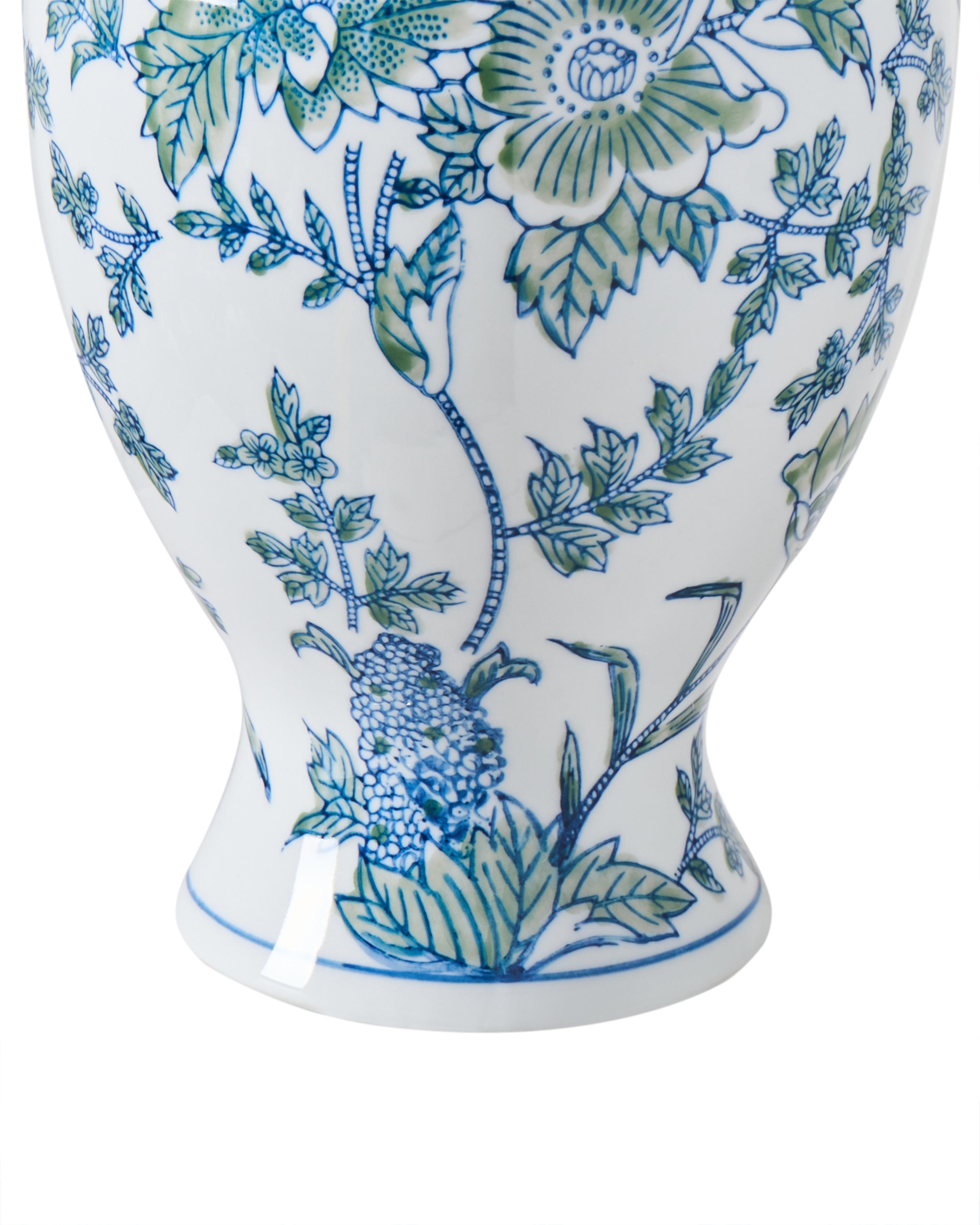 Bloemenvaas LLANES Porselein 36 cm Wit/blauw