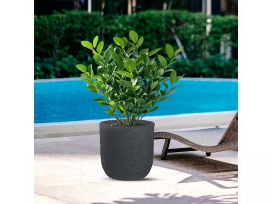 Vase en résine intérieur extérieur pour plantes cylindriques design d.35x34h Raffaello Grigio