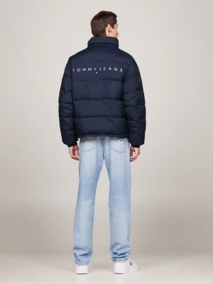 Jaqueta puffer com logo nas costas