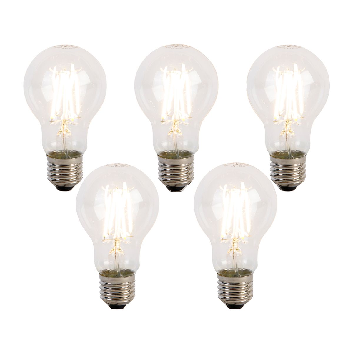 Set van 5 E27 3-staps dimbare LED lampen A60 5W 700 lm 2700K