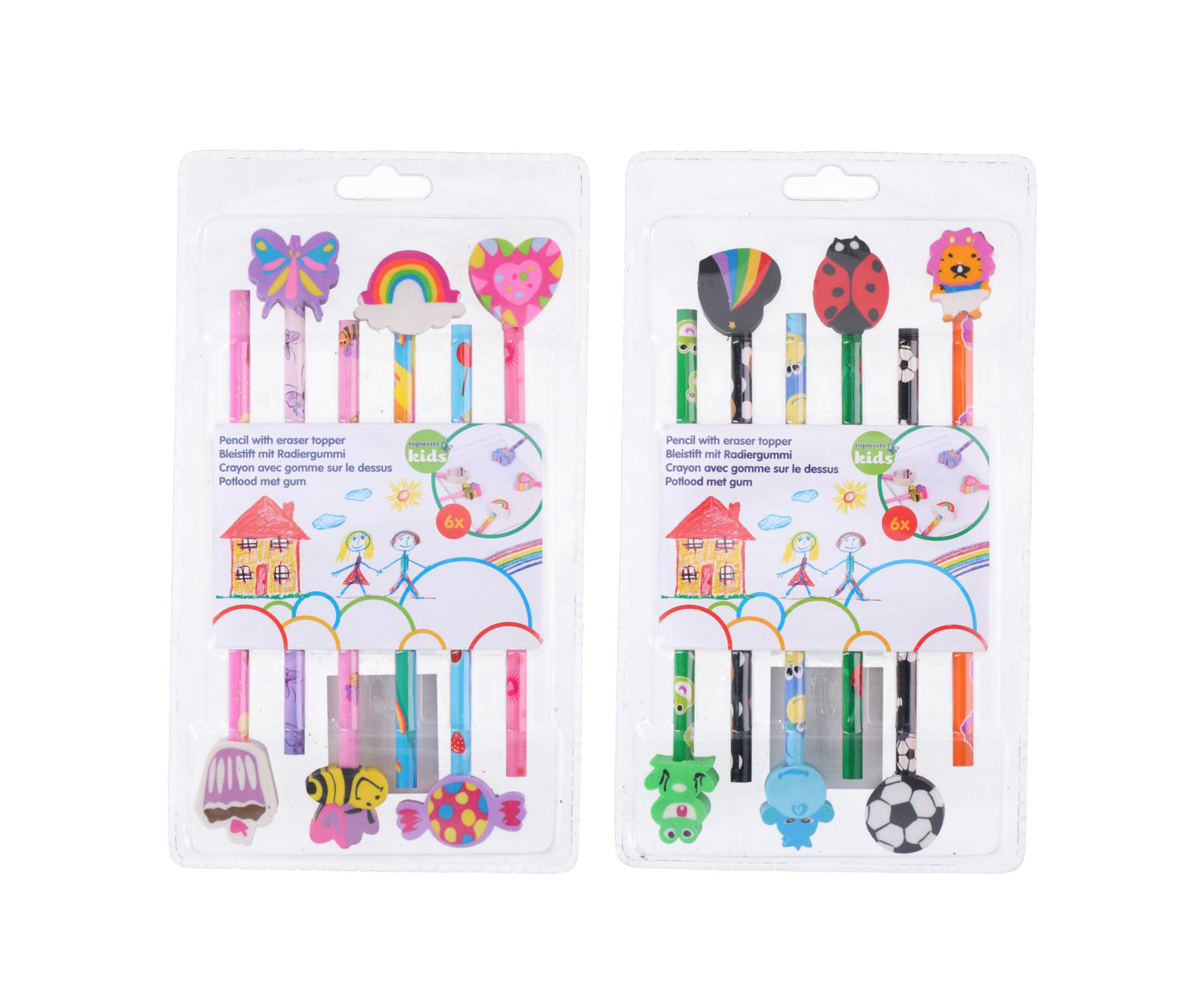 Bleistift mit Radiergummi 6er Set