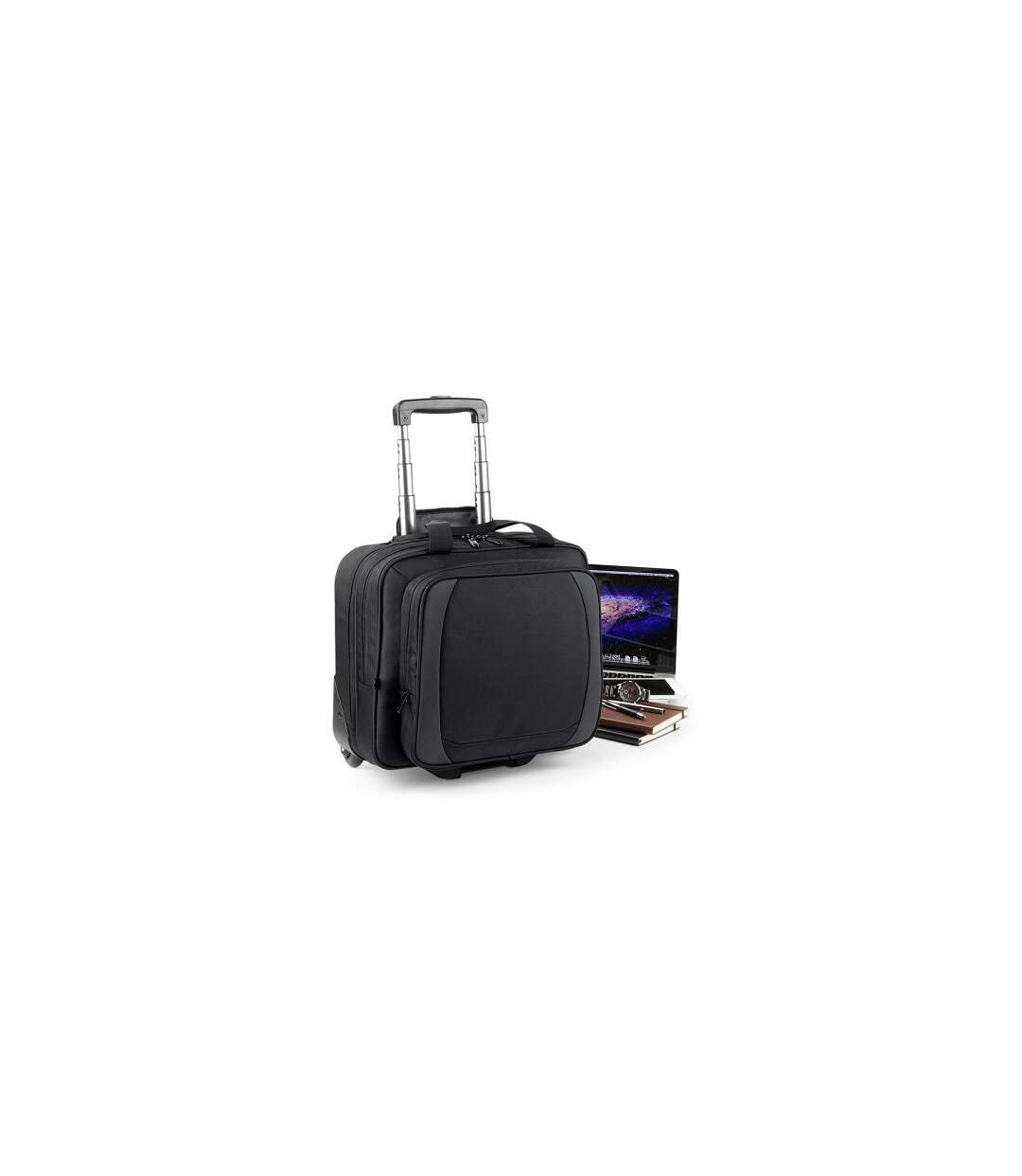 Valise cabine trolley - poche spéciale laptop - QD973 - noir