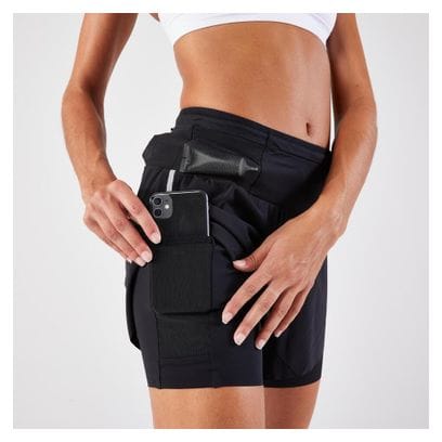 Short 2-en-1 Femme Kiprun Run 900 Ultra Noir