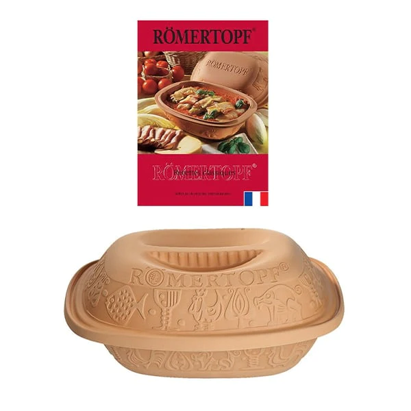 Set cocotte en terre cuite 34,5 cm Römertopf et livre recettes Römerto
