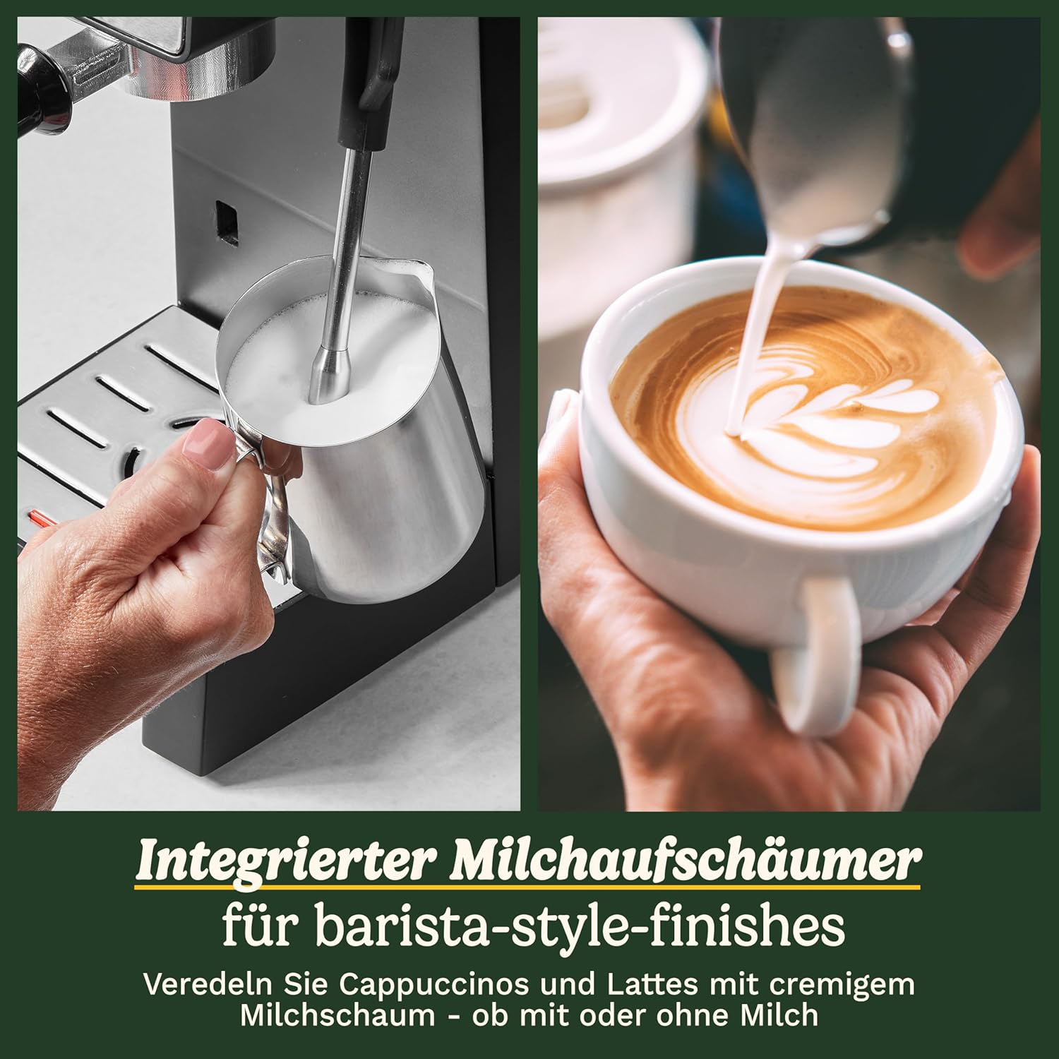 Cuisinart Slim Kaffeemaschine | Espresso, Americano, Cold Brew | Integrierter Milchaufschäumer | 15 Bar | Siebträger ohne Boden | kompakt | Reisebecher | 1,5L Tank, Edelstahl Slim