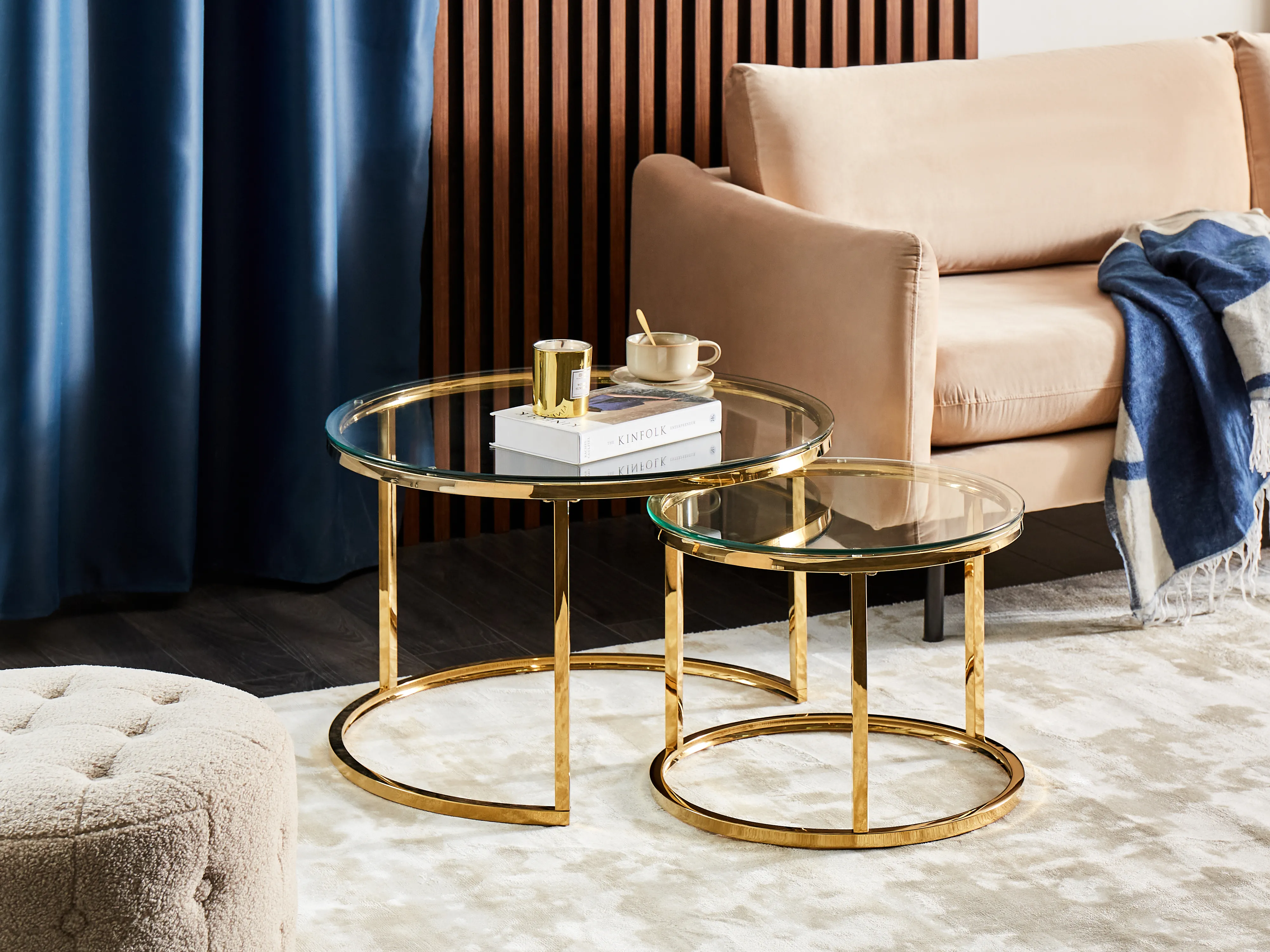 Set van 2 salontafels GRANGE Veiligheidsglas Goud