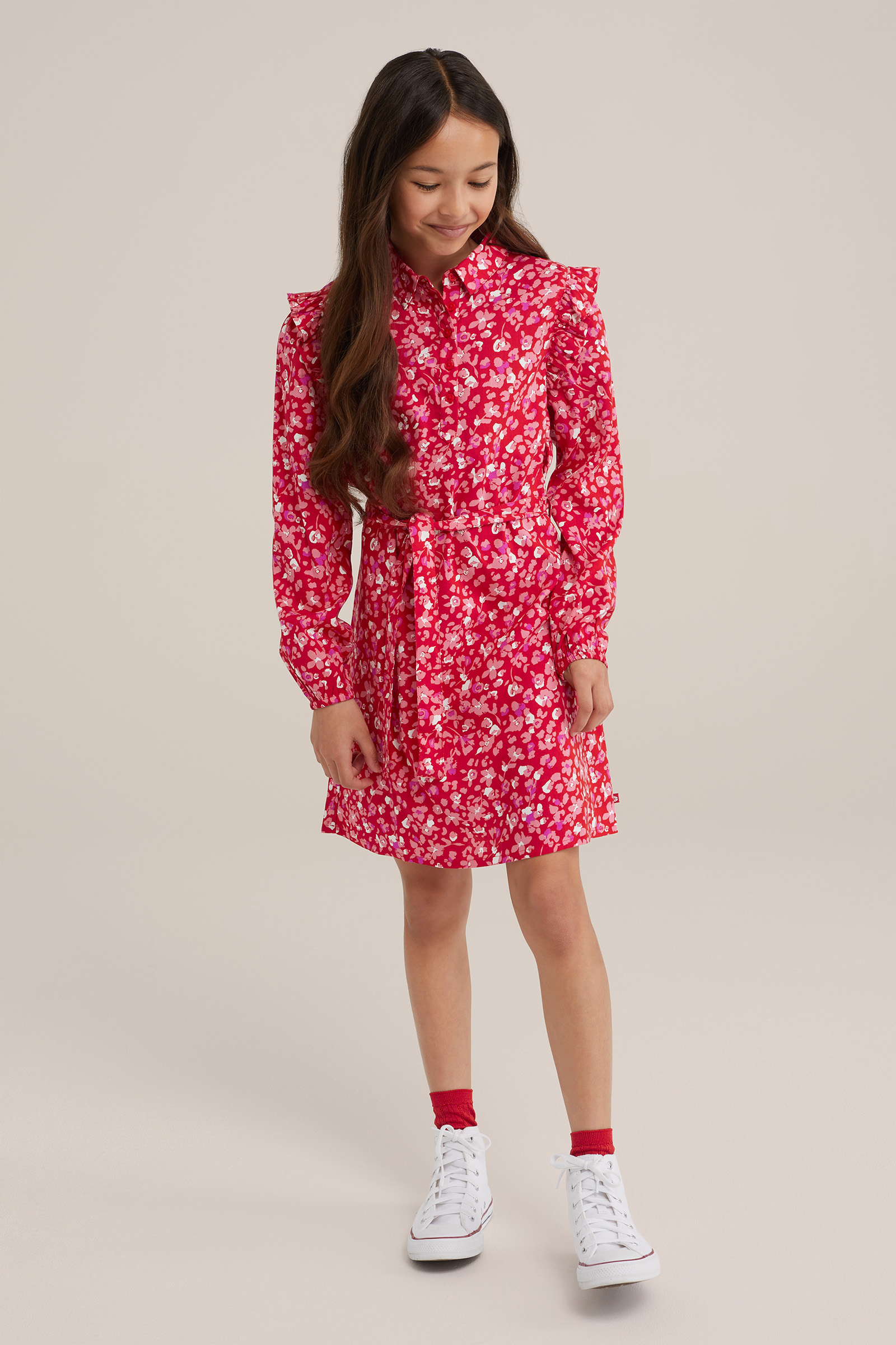 Meisjes jurk met dessin WE Fashion Felrood