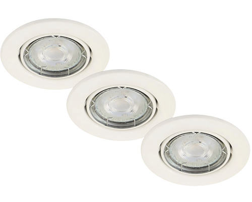 LED inbouwspots set, 3-delig, 3-staps dimbaar, IP23, 3 x 5W, 3 x 460 lm, 3000 K, draaibaar, wit, Ø 8,6/6,8 cm, 230V