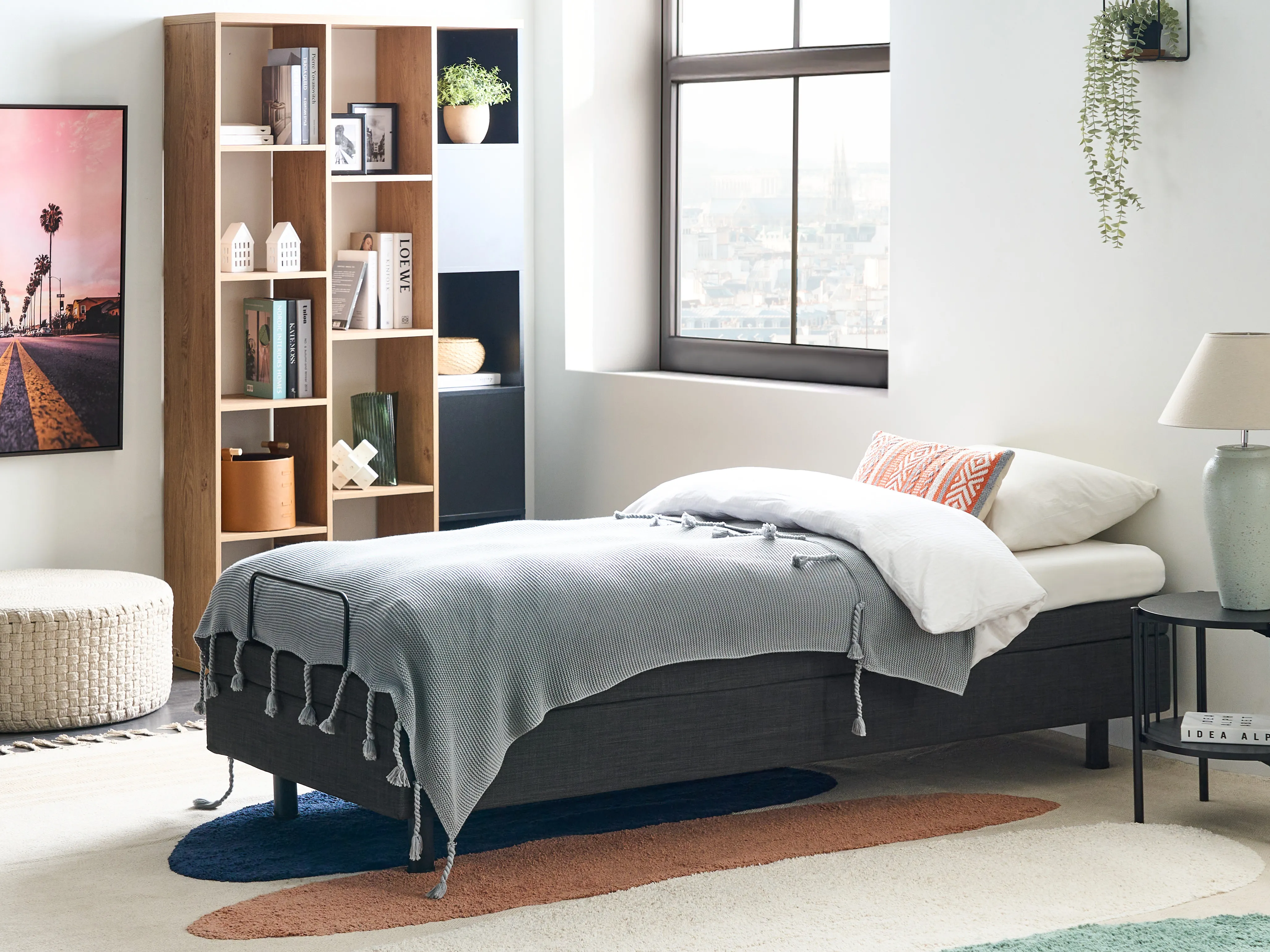 Verstelbaar bed zonder hoofdbord Stof DUKE 90 x 200 cm Donkergrijs