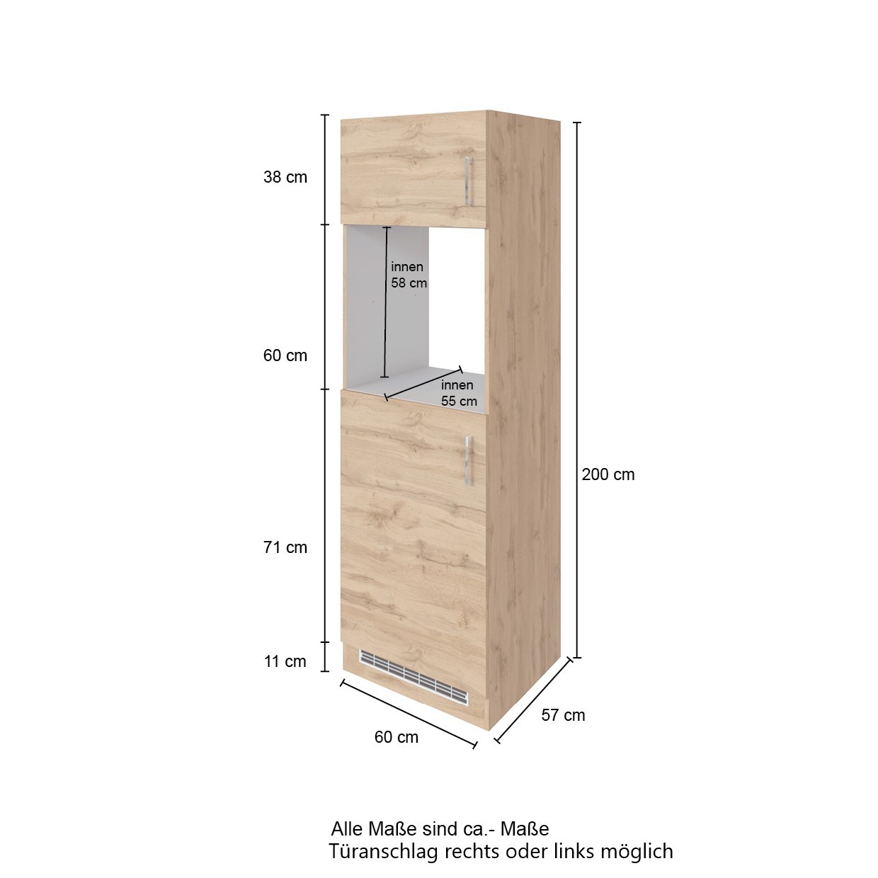 Umbauschrank SORRENTO - anthrazit - Wotan Eiche - 60 cm