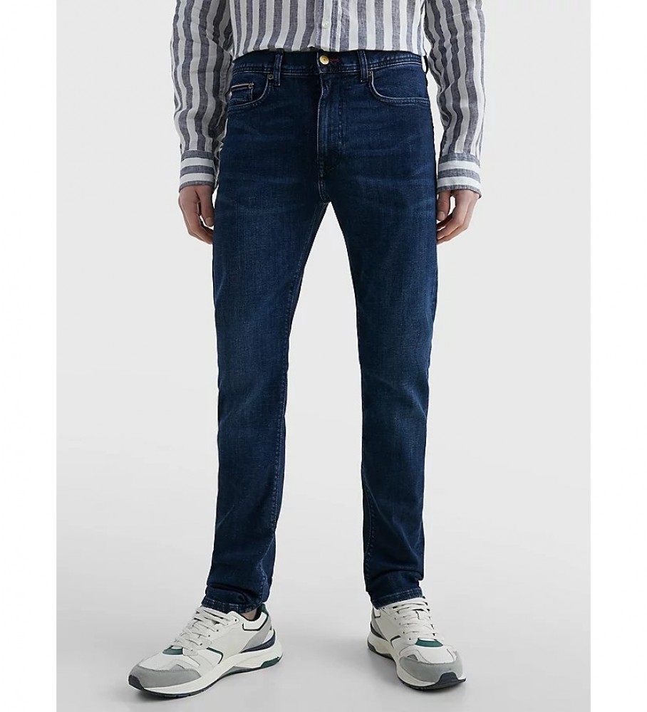Calça jeans Tommy Hilfiger Slim Bleecker Pstr Bridger azul marinho
